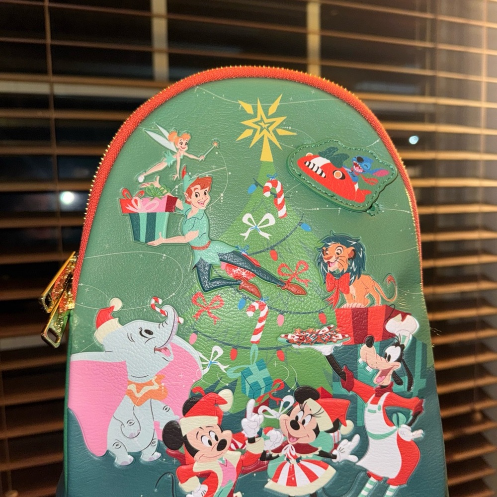 Disney Holiday Mini Backpack - Green with Red Trim